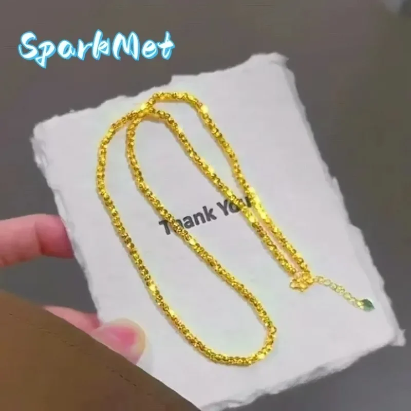 

Комплект украшений Sparkmet 9999 из 24-каратного золота: ожерелье и браслет с эффектом кошачьего глаза, матовые, модные, с мерцающими круглыми бусинами