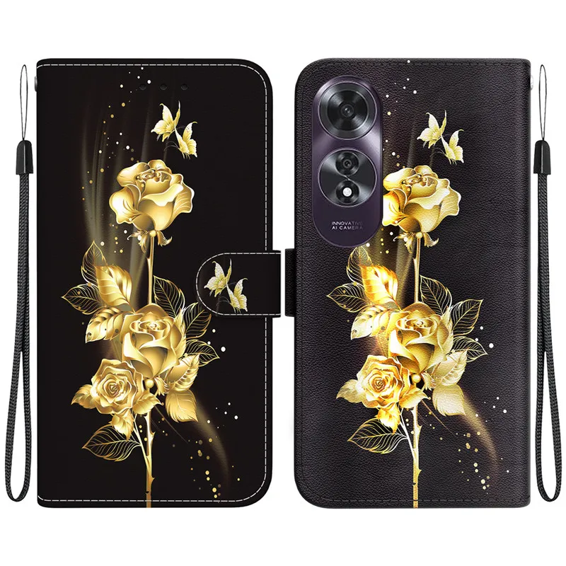 A60 Flip Wallet Leather Case For OPPO A60 A80 A59 A79 A3 Pro OPPOA60 OPPOA80 5G Cover Cases Magnetic Stand Cute 3D Pattern 2025