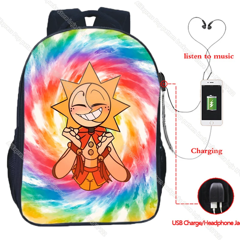 Imagem -03 - Segurança Quebra Sunrise Mochila para Adolescente Fnaf Sundrop Moondrop Meninos Crianças Bolsas de Escola Carregamento Usb Portátil Crianças Livro Bolsa