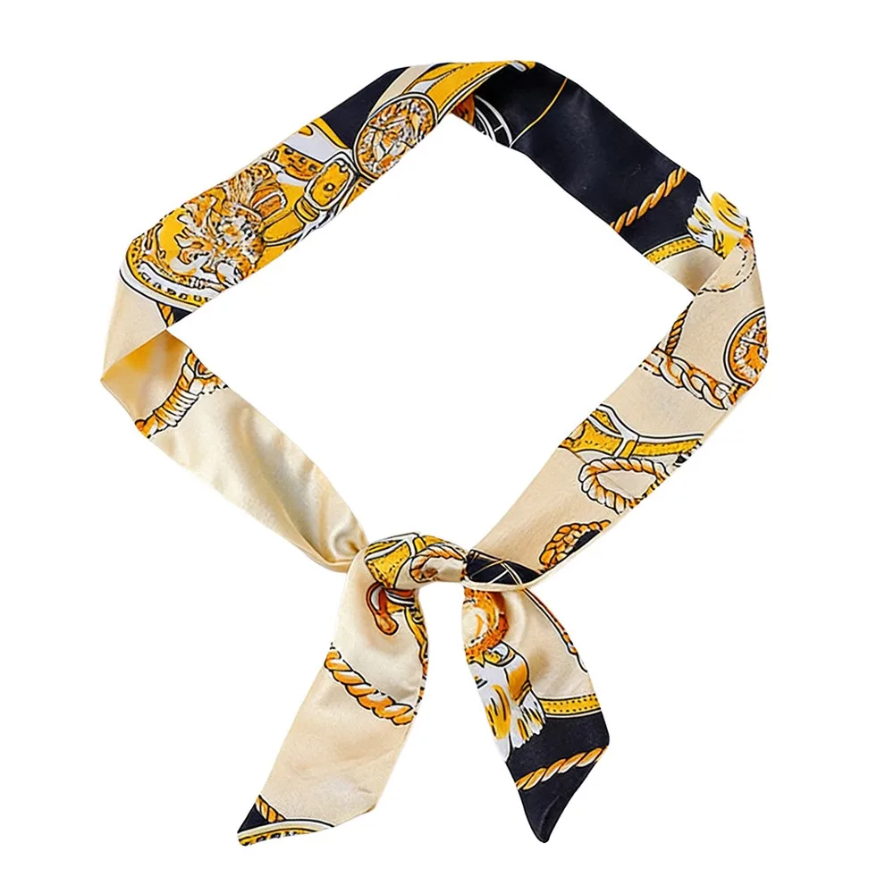 

Модный шелковый тонкий шарф, длинный двусторонний платок, маленький шелковый платок-украшение, шейный платок, аксессуар для шеи/запястья/пояса