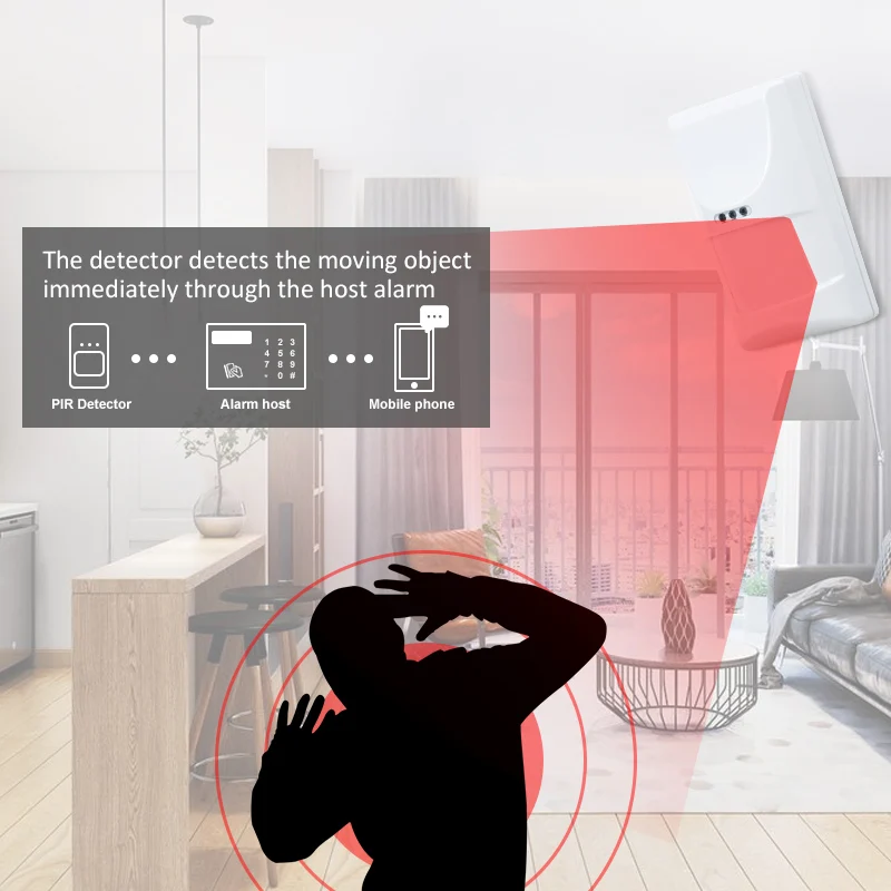 Indoor Wired PIR Motion Sensor 12-M 110 Degrees Detecting Coverage Tamper Switch Button Anti-white Light Anti-pet for Security