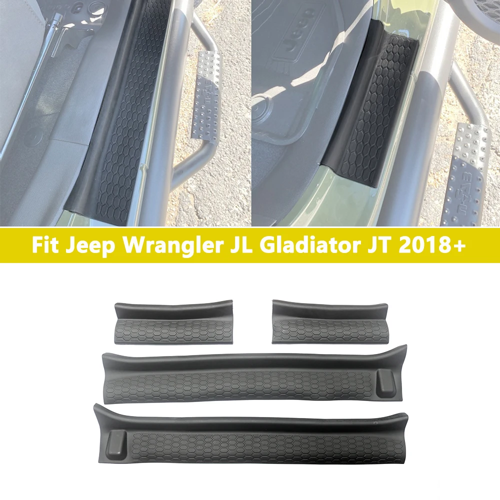 Car Door Sill for Jeep Wrangler JL Gladiator JT 4-door 2018-2023 Rubber Entry Guard Cover Door Sill Plate Protector Accessories