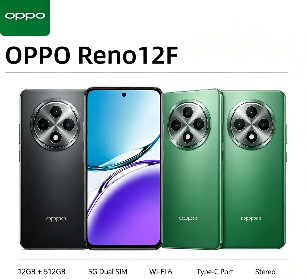 Brand New 2026 OPPO Reno12F Cellphone 12+512GB Large Capacity Storage High-Grade Memory Configuration Enables Long-term Stable