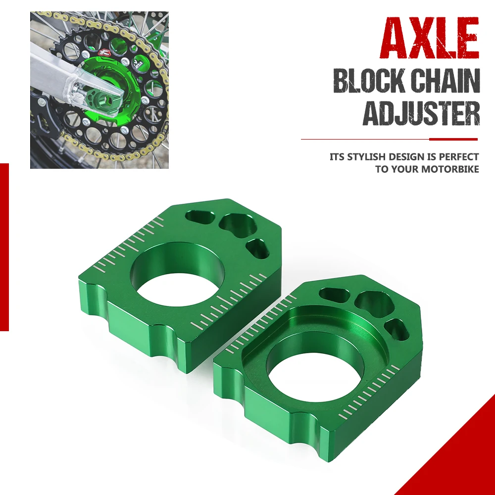 

Chain Adjuster Regulator Sliders Motorcycle Axle Block Tensioner For KAWASAKI KX125 250 KX250F KXF 250 KX450F KXF 450 KLX450R