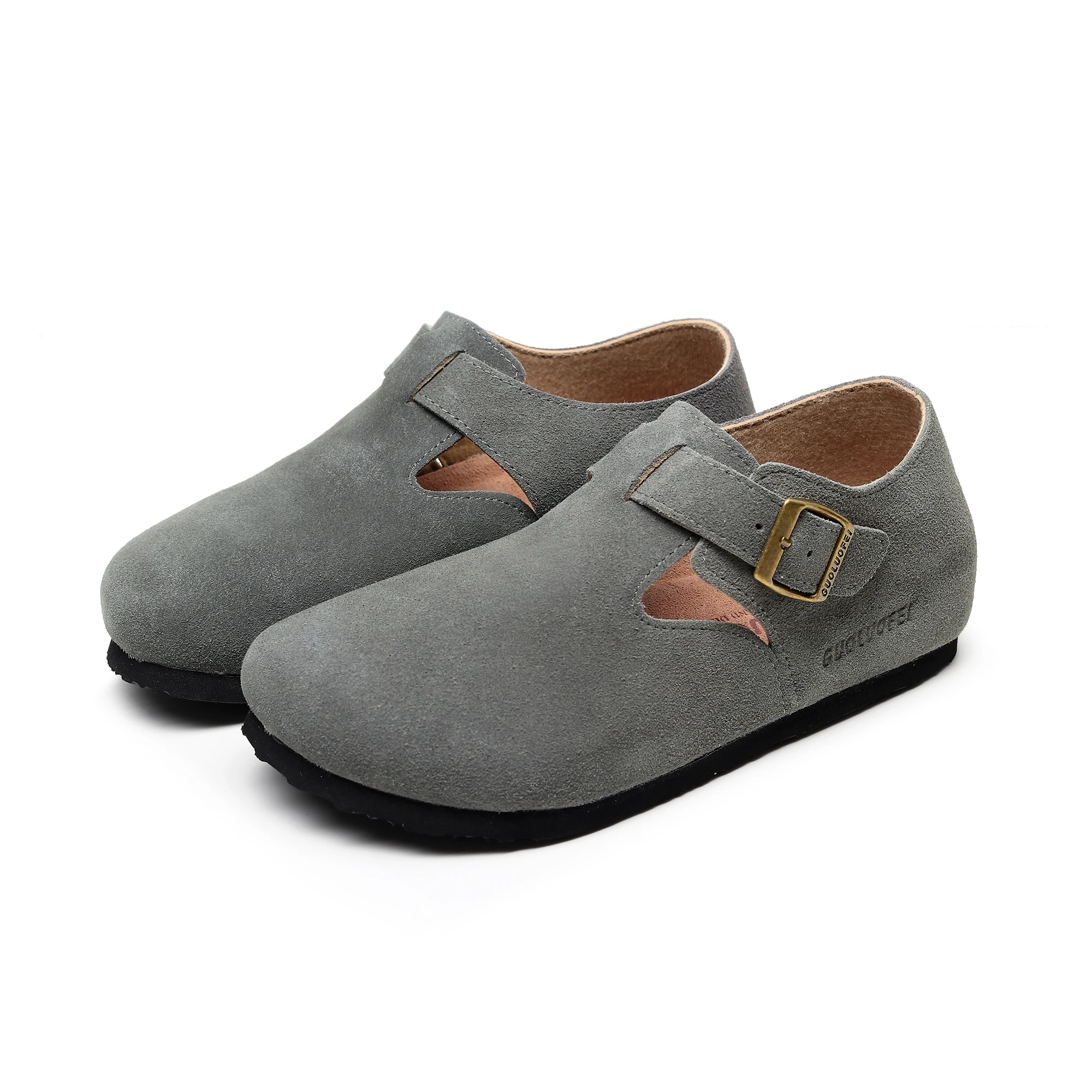 Women's Comfortable Cork Shoes Low Heels with Adjustable Buckle, low-top felt boot for outdoor