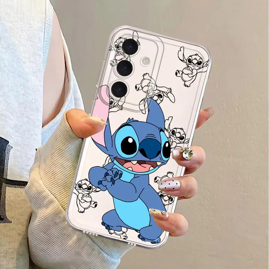 Funda transparente para teléfono Samsung Galaxy A50 A52s A12 A32 A21s A51 A71 A16 A72 A31 A52 Disney Stitch dibujos animados lindo