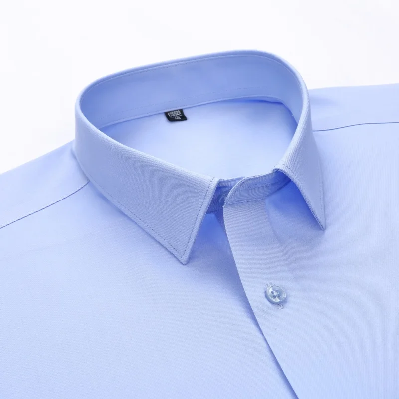8XL Anti-Wrinkle 80% Cotton 15% Elastic Silk 5% Spandex No-Iron Business Office Soft Cozy Micro Elastic Long-sleeved Shirts Men