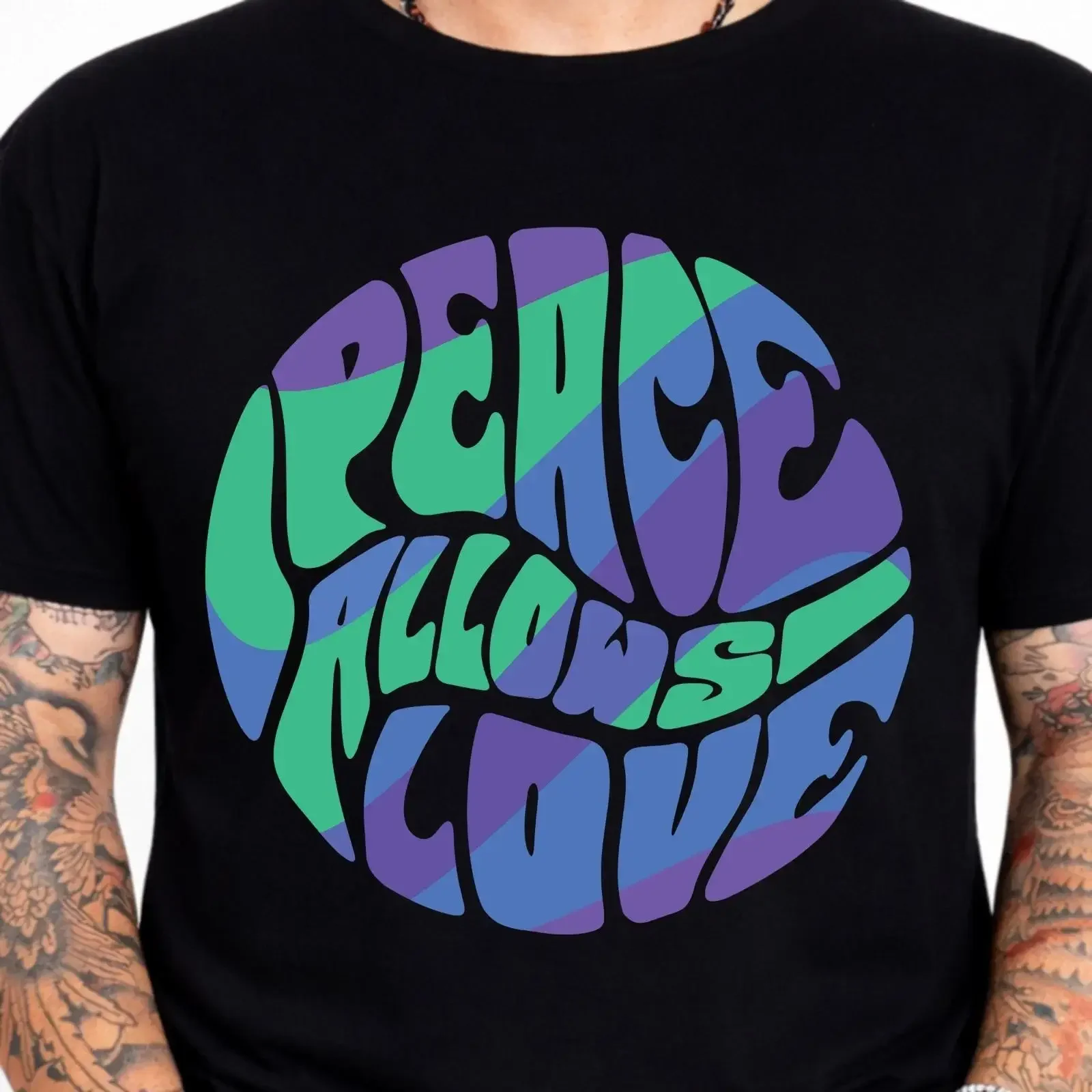 Peace Allows Love T Shirt Retro Hippie Groovy 70s Boho Typography  vintage Washed designer clothes fashion