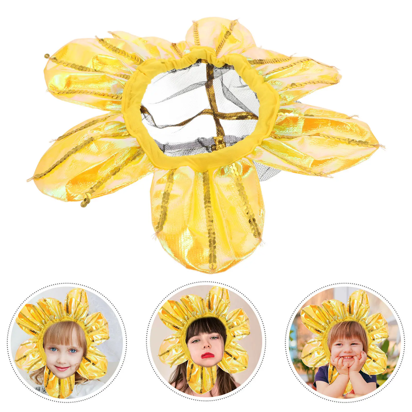 

Cute Sunflower Headgear for Kids Fun Flower Headpiece Birthday Halloween Christmas Party Dance Performance Accessory Prop