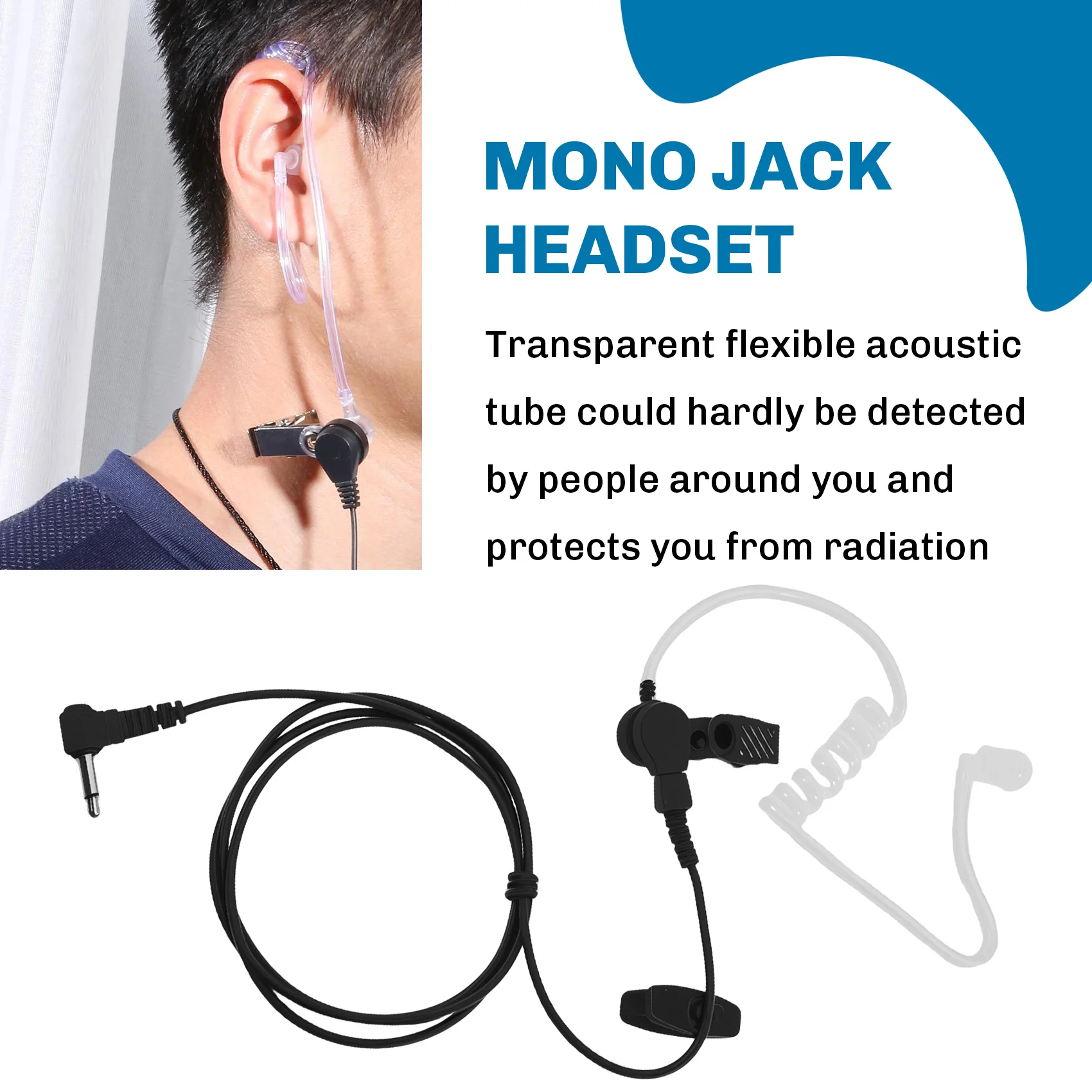 【hot-a69z-】fone-de-ouvido-com-tubo-acustico-flexivel-transparente-apenas-para-ouvir-com-conector-mono-de-35-mm-para-walkie-talkie