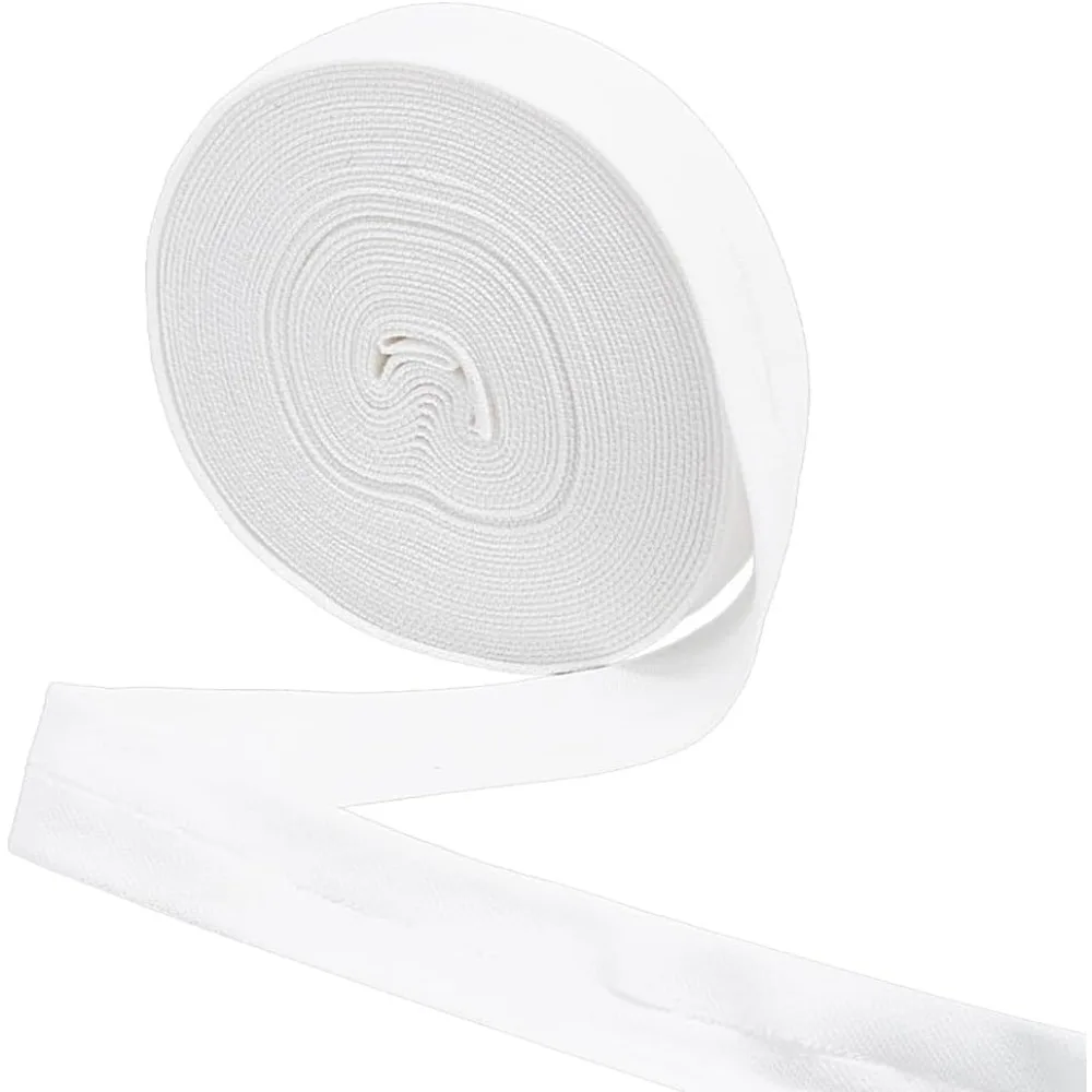 Белая однократная косая лента, 5,4 ярда, 0,67 дюйма, косая лента, лента для подшивки, полиэфирная трубопроводка, комплект для изготовления одежды Белая однократная косая лента, 5,4 ярда, 0,67 дюйма, косая лента, лента для подшивки, полиэфирная трубопроводка, комплект для изготовления одежды