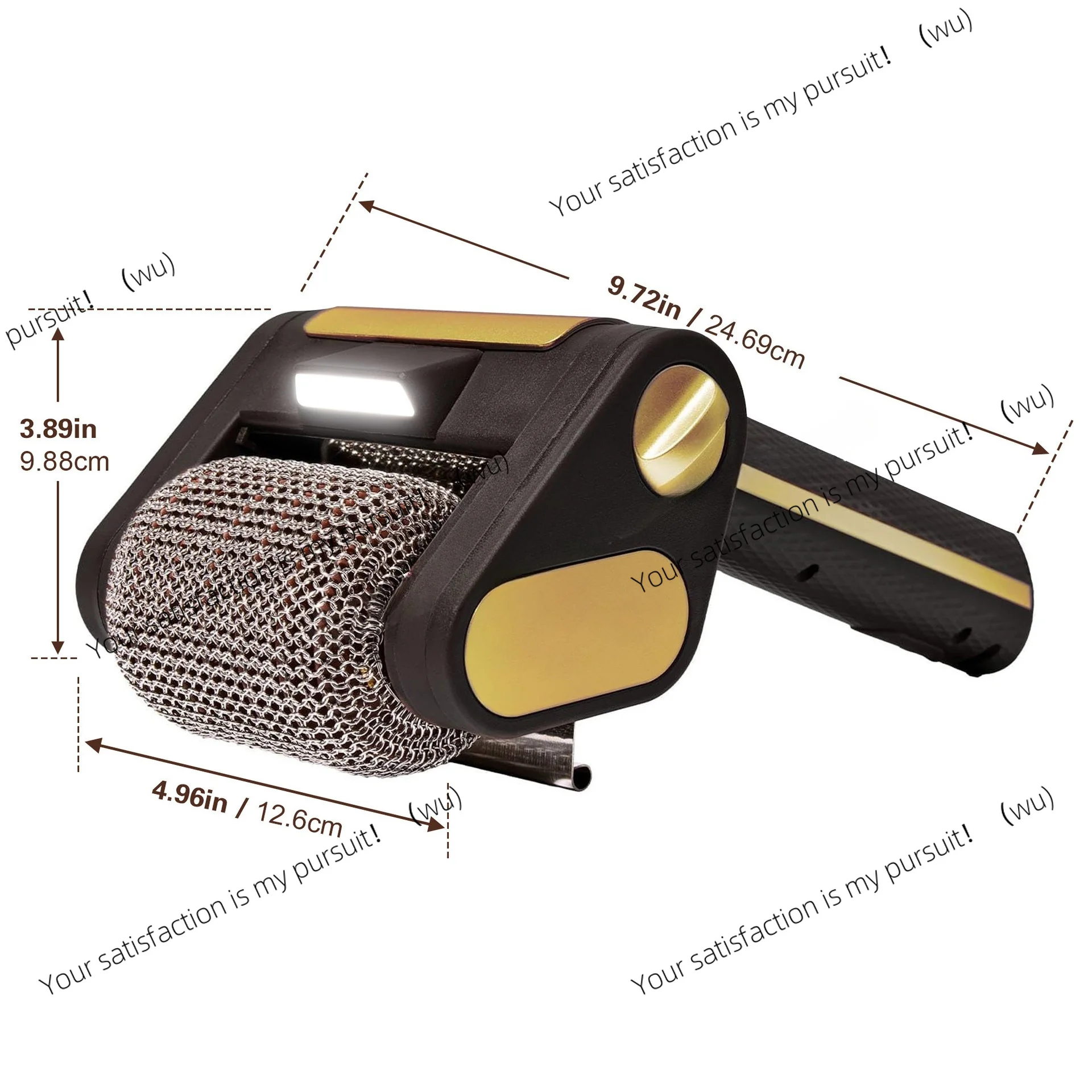 Stainless steel 304 roller barbecue brush with LED light, bristle-free cleaning, food-grade cleaning LED lighting