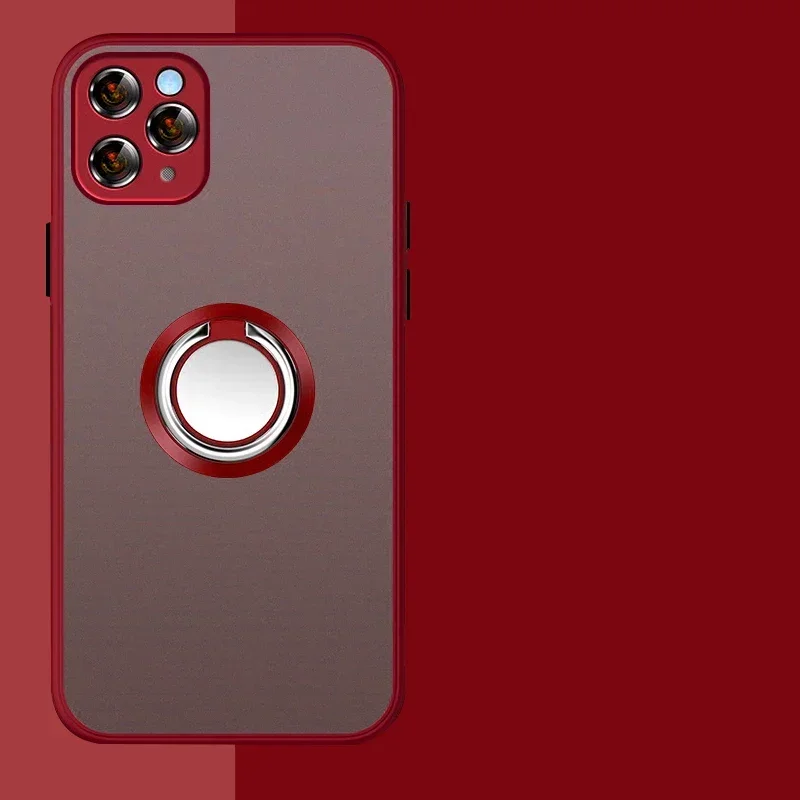 Funda con soporte de anillo magnético para iPhone 16 15 14 13 12 Mini 11 Pro XS Max SE 2022 2020 XR X 8 7 Plus TPU parachoques cubierta de plástico mate