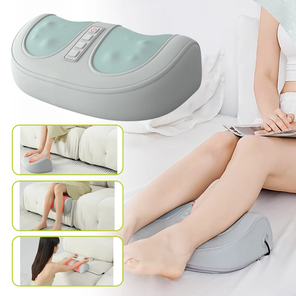 

Электрический массажер для ног Шиацу с глубоким разминанием, подогревом и роликами для расслабления, снятия боли в икроножных мышцах, усталости и напряжения мышц, вибрационный массажер для здоровья