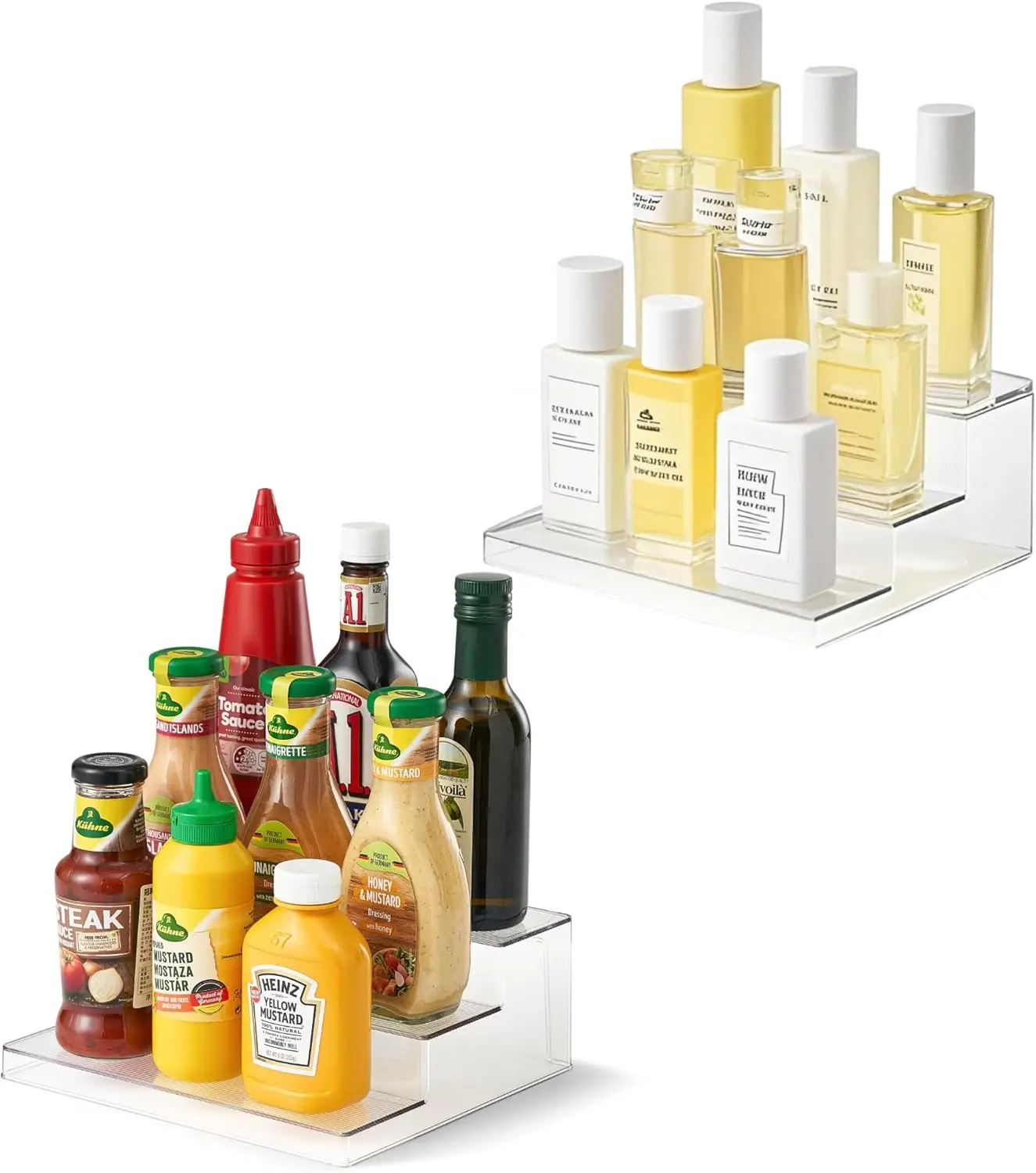 

3-Tier Spice Rack Organizer, Clear Cabinet Shelf for Pantry, Kitchen, Bathroom – 2 Pack