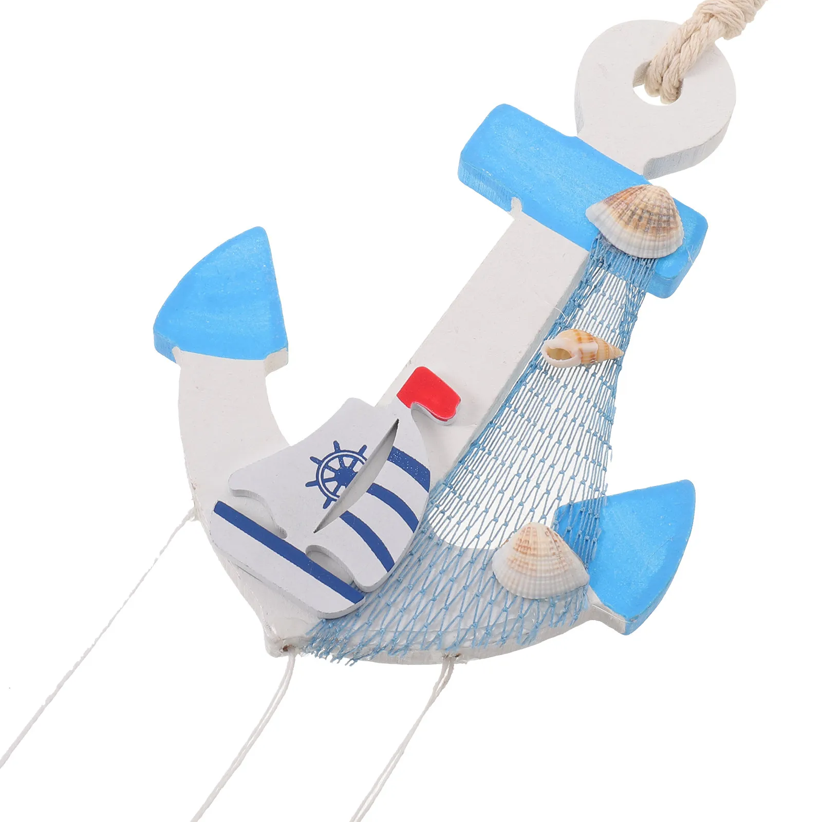 Anchor Wind Chime Mediterranean Nautical Coastal Wall Art Outdoor Decor Metal Tubes Musical Wind Chimes for Balcony Patio Beach - view 2