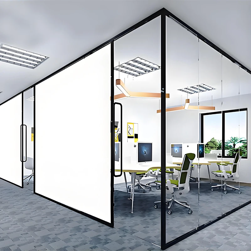 smart Switchable Privacy Glass Partition Wall for Office Meeting Rooms with PDLC Film Instant Scrub