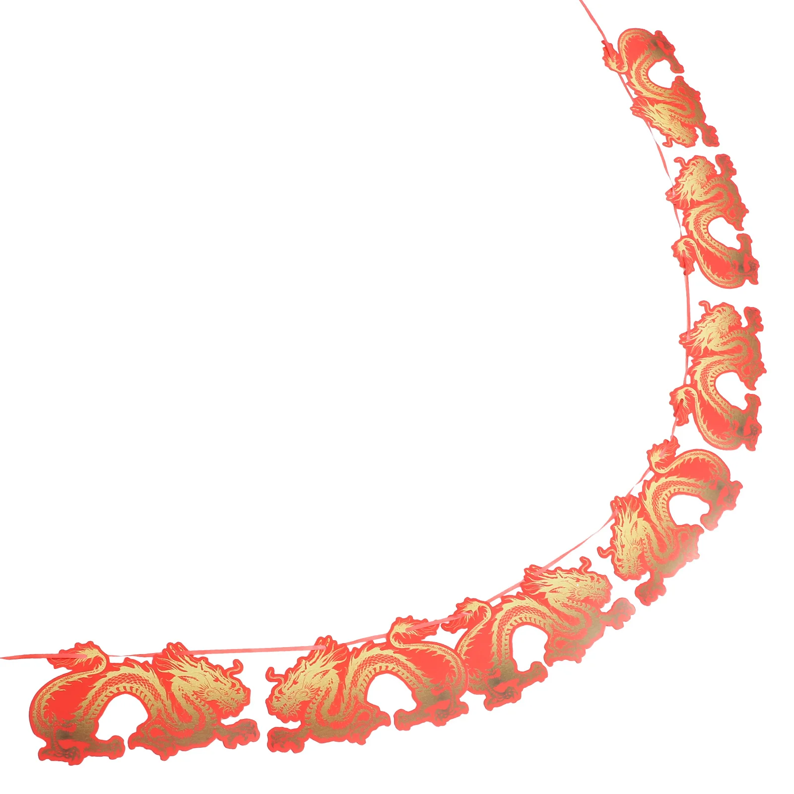 مجموعة خلفية لافتة احتفالية للعام الجديد لتزيين الحفلات إكليل من القماش للجدران والنوافذ والأبواب سنة التنين 2024 #4