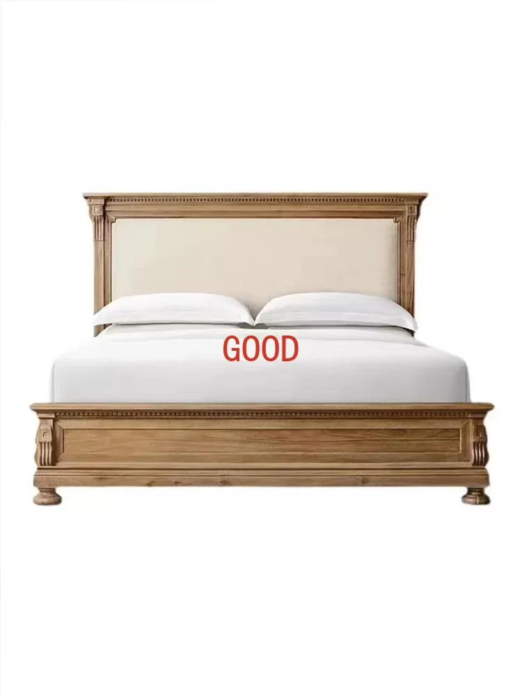 American Style Solid Wood Bed 1.8 M Master Bedroom Double Bed European Entry Lux Solid Wood Bed Modern
