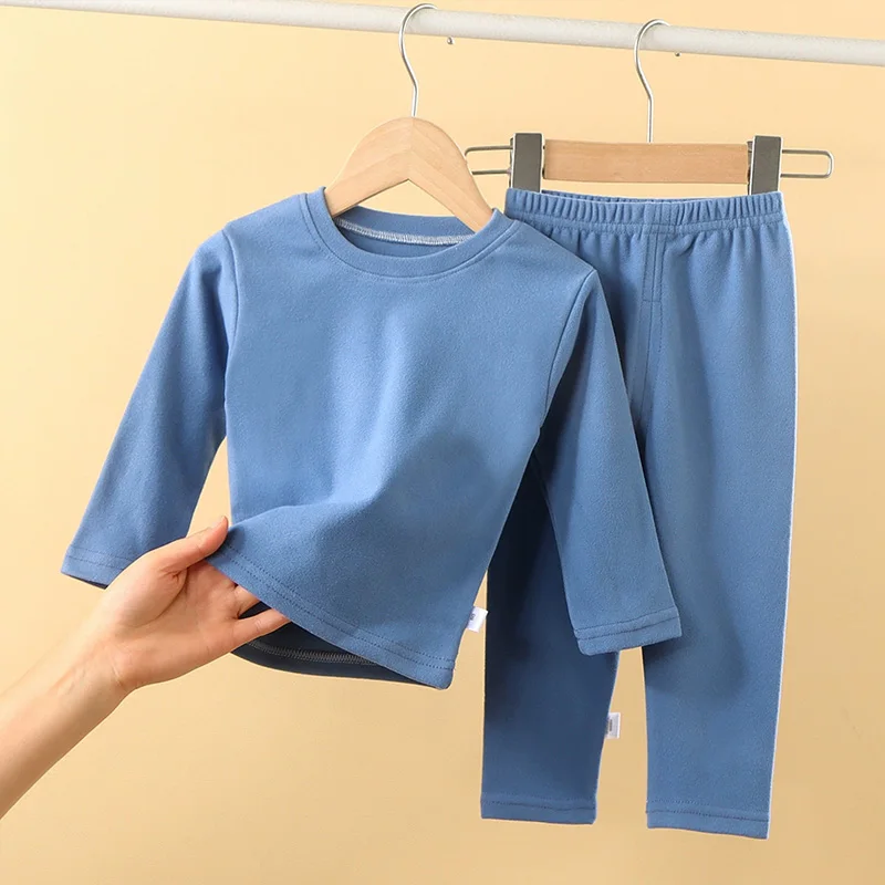 2-12 Jahre Herbst Winter Einfarbige Thermounterwäsche Set Mädchen Kleidungssets Jungen Pyjama Sets Warme Schlafbekleidung Kinderkleidung – Detail 2