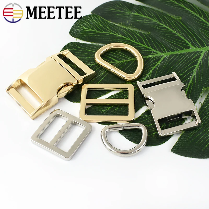 1Set Meetee 15-38mm Metal Quick Side Release Buckle D Ring Tri Glide Adjuster Clasp Backpack Strap Connect Hook DIY Accessories