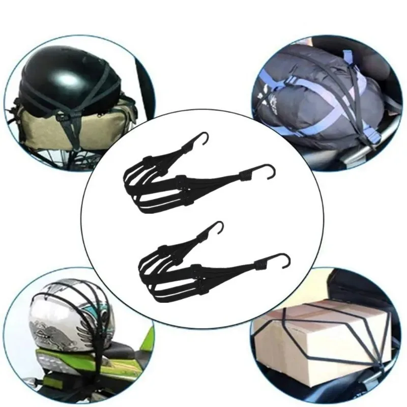 Motorcycle Helmet Luggage Rope Bungee Cord Bandage Luggage Helmet Retractable Elastic Strap with 2 Hooks 24