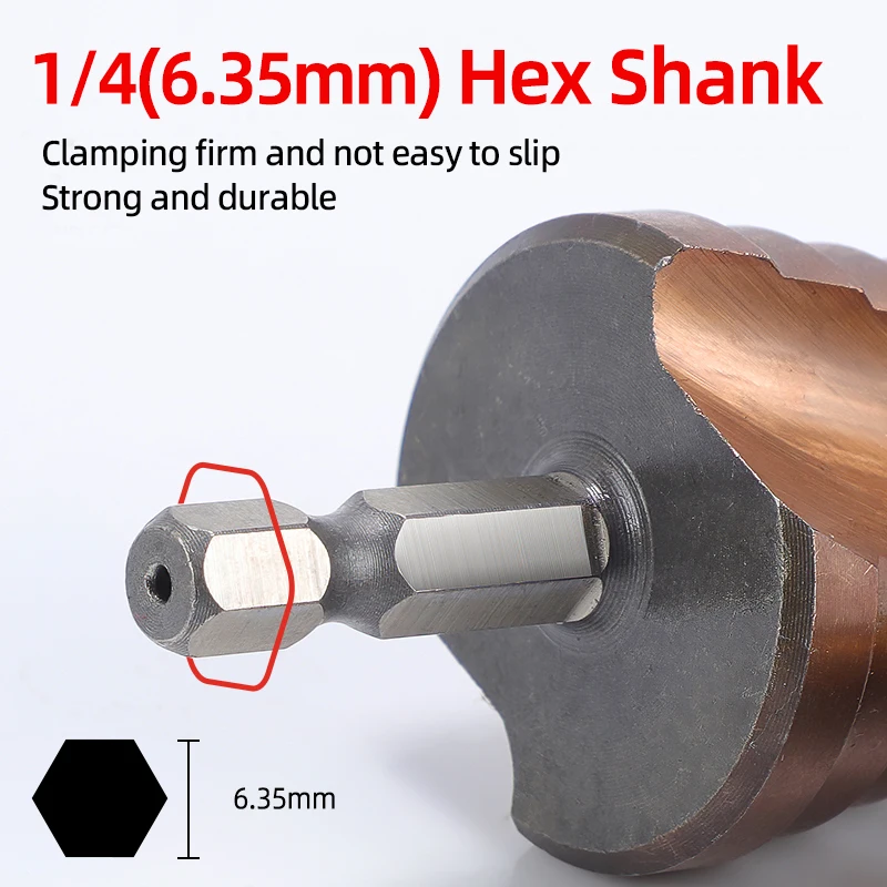 HSS CO M35 الكوبالت خطوة مثقاب الخشب مدبب دوامة مستقيم الأخدود مخروطي المرحلة الحفر الفولاذ المقاوم للصدأ المعادن ثقب القاطع مخروط أداة #6