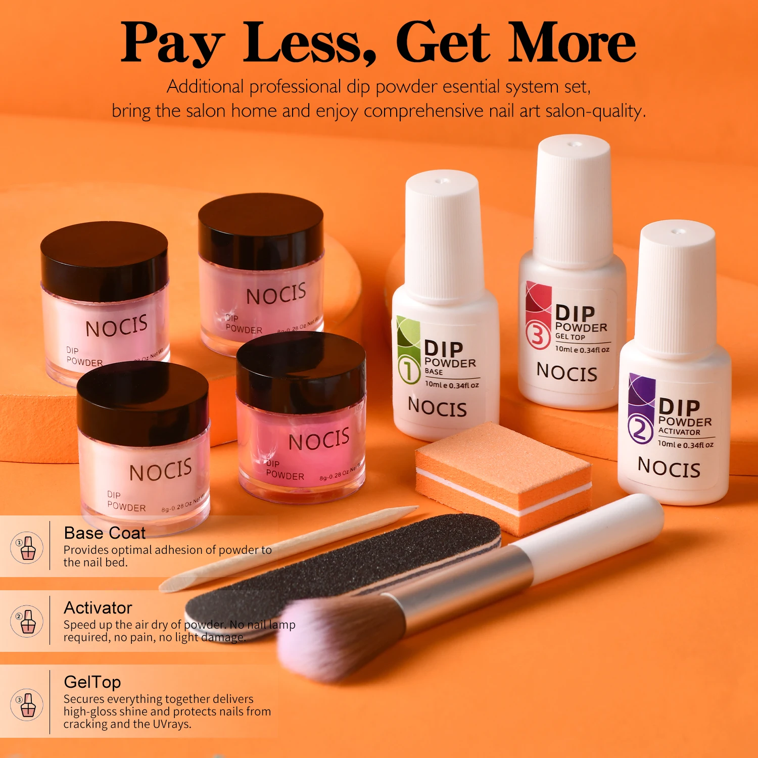 Dip Powder Nail Kit 4 Colors Valentine's Day Dipping Powder Liquid Set with Base/Top Coat Activator for Nail Art Salon DIY Gift