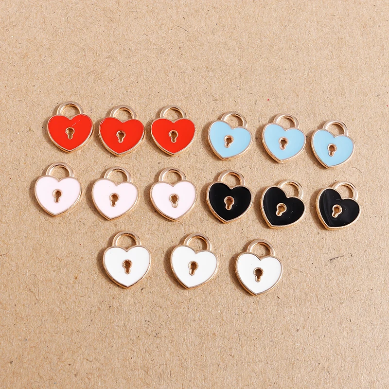 10 stücke Bunte Emaille Liebe Herz Charme für Schmuck Machen Frauen Nette Tropfen Ohrringe Anhänger Halsketten DIY Armbänder Handwerk Geschenk – Detail 17