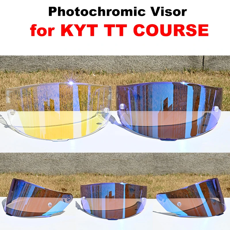 Photochromic Visor Lenses for KYT TT COURSE Motorcycle Helmet Shield Windshield Sunscreen TTC Helmets Accessories High Strength