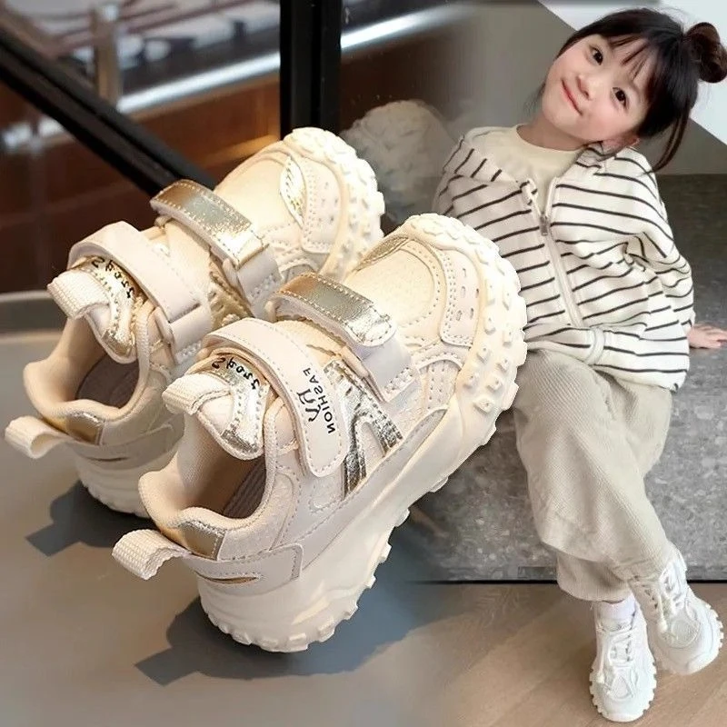 

2026 AW детские массивные кроссовки для девочек и мальчиков, противоскользящая кожаная спортивная обувь на мягкой подошве для школы, повседневная одежда на открытом воздухе ​