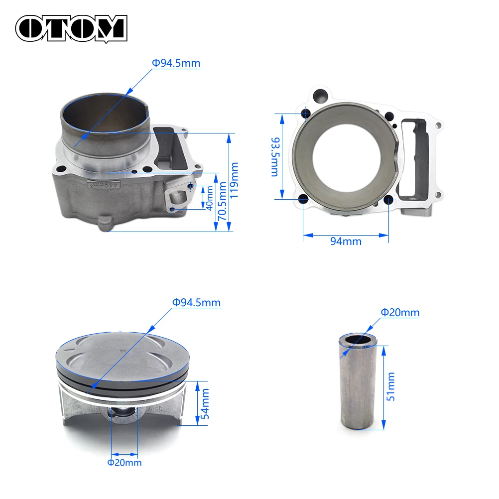 OTOM 94.5mm Motorcycle Cylinder Block Piston Pin Ring Gasket For ZONGSHEN NC450 ZS194MQ KAYO T6 AVANTIS ENDURO Pit Dirt Bikes