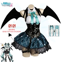 Anime Demon Miku Cosplay Costumes Women Sexy Dress Wings Suit Miku Cute Devil Uniform With Tail Halloween Carnival Party Clothes