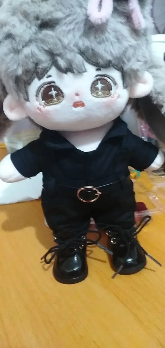 20cm Dolls Clothes Suit Black Onesie Belt Cool Tank Necklace Shoes Handsome Cotton Doll Clothes Toy Dolls Outfit for Korea Dolls