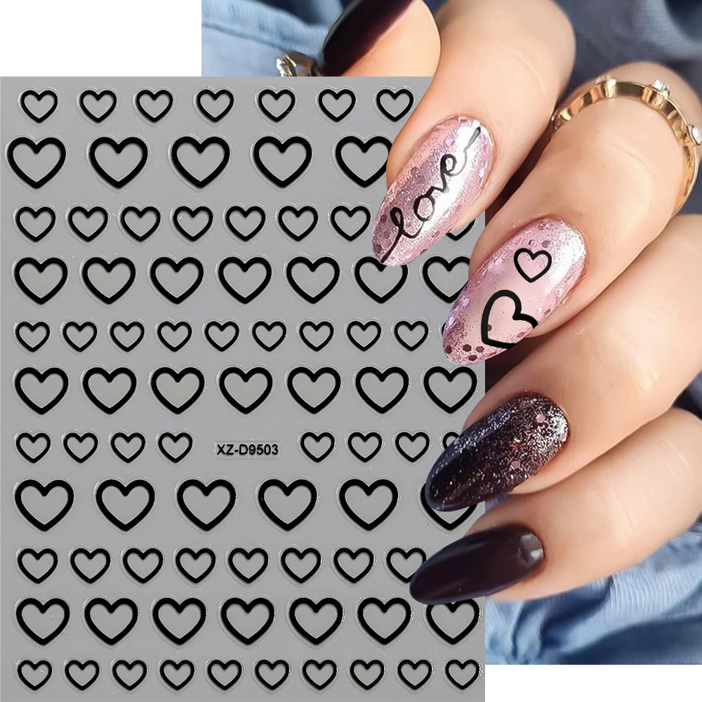 8 pezzi 3D Sweet Love adesivi per unghie scava fuori amore-cuore autoadesivo decalcomanie per unghie San Valentino manicure fai da te decorazioni a forma di cuore