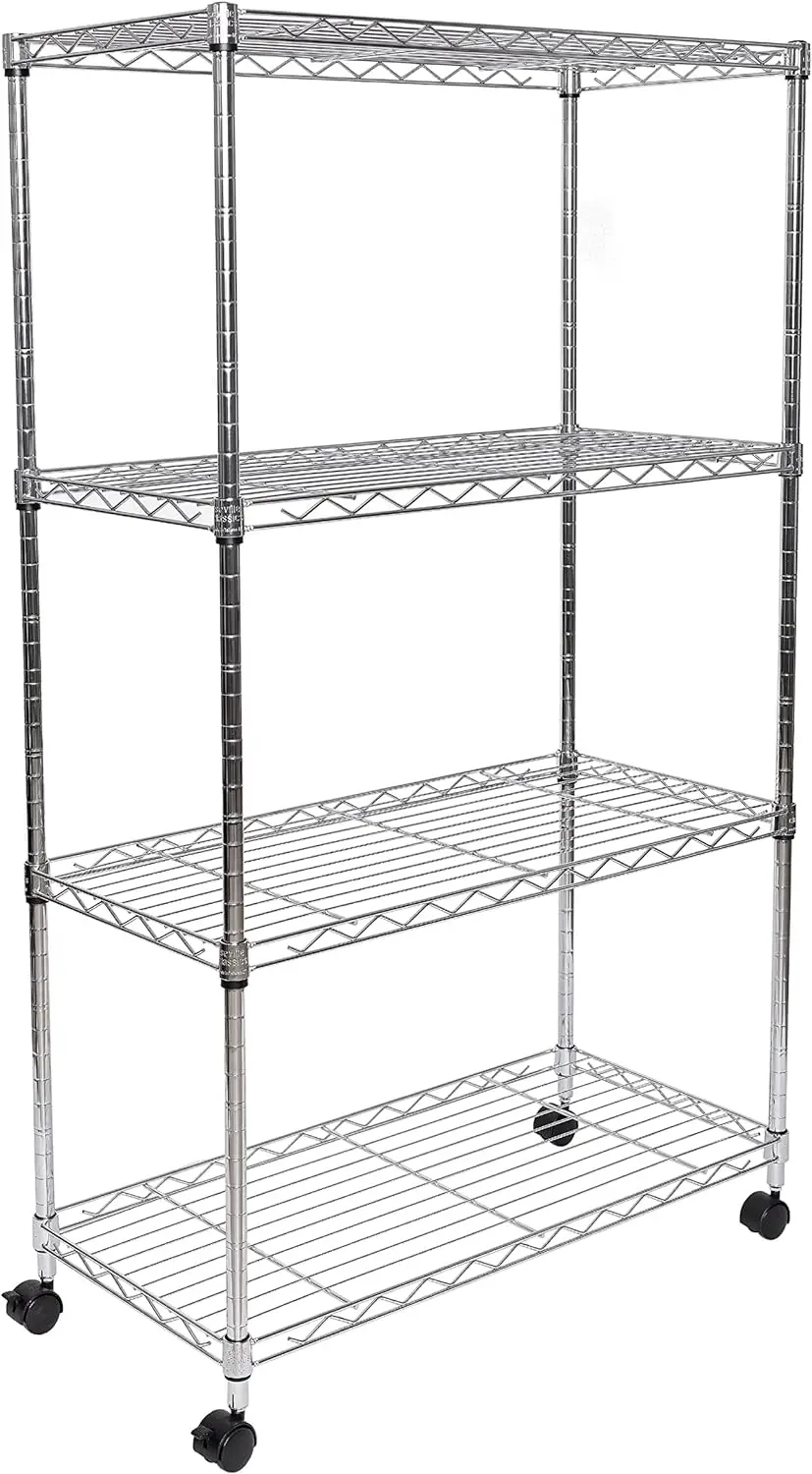 

Solid Steel Wire Shelving Storage Unit Adjustable Shelves Organizer Rack, for Home, Kitchen, Office, Garage, Bedroom, Closet,