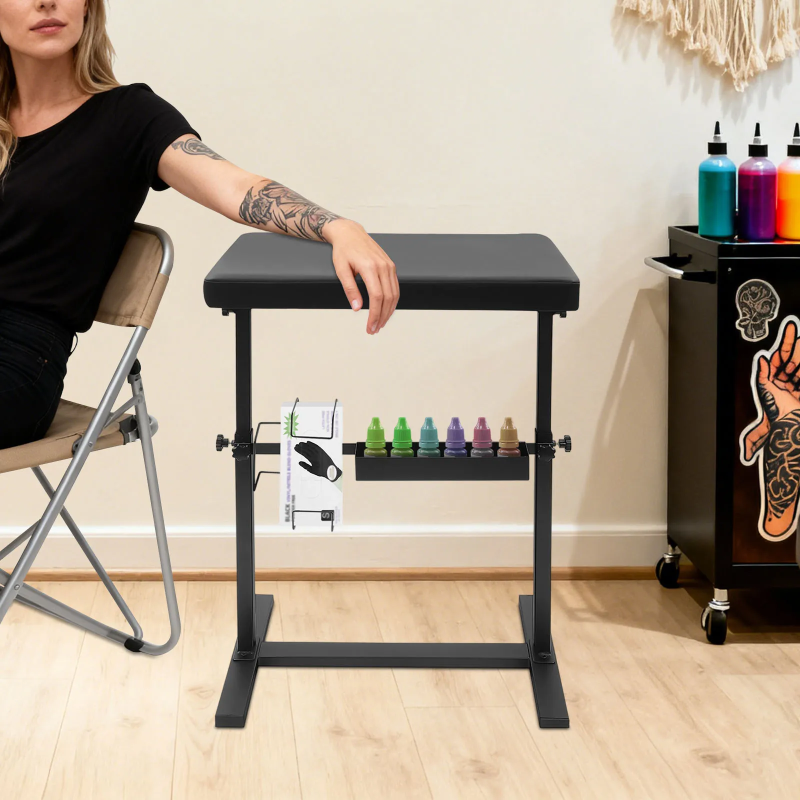 60*40*66-98cm Tattoo Armrest Stand, 110.23lbs Load Capacity Storage Handrail Rack, Armrest Bracket For Salon, Studio, Home