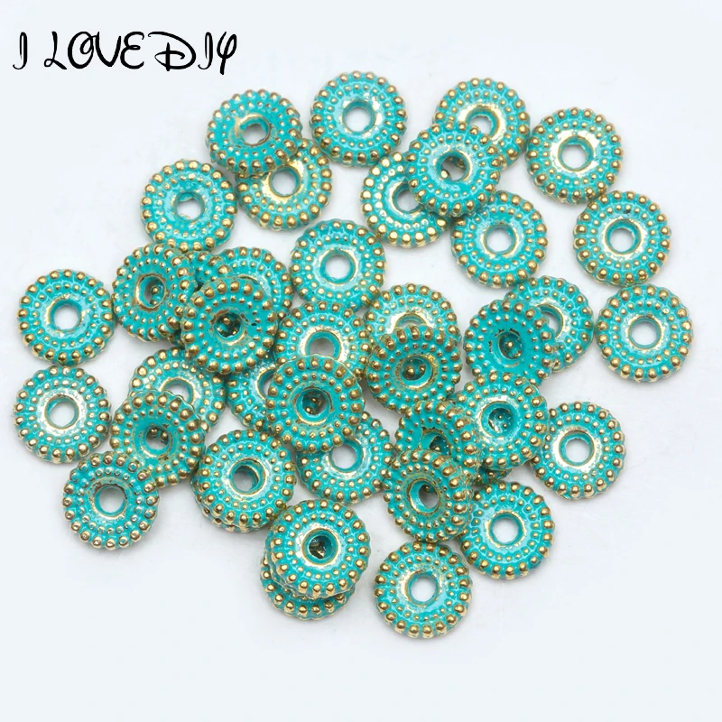 20-1000Pcs Retro Tibet Copper Green Beads Spacer Bead Caps Charms For Jewelry Necklace Bracelet DIY Findings