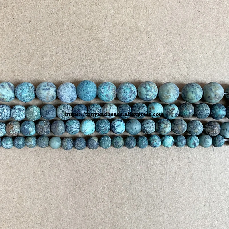 Natural Stone Matte B Quality African Turquoise Round Loose Beads 15\