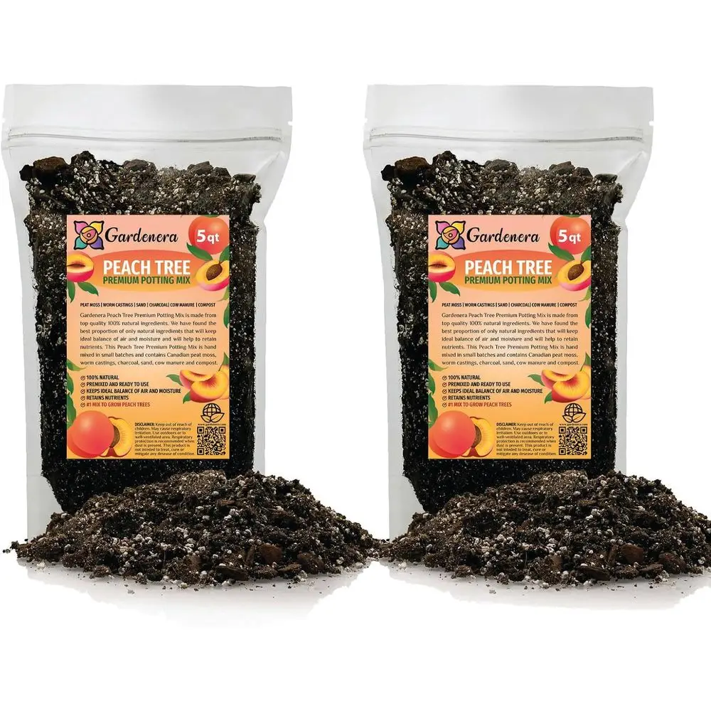 

Premium Peach Soil Mix - Nutrient-Rich, Well-Draining, and Aeration Optimized for Healthy Peach Trees - 10 Quarts