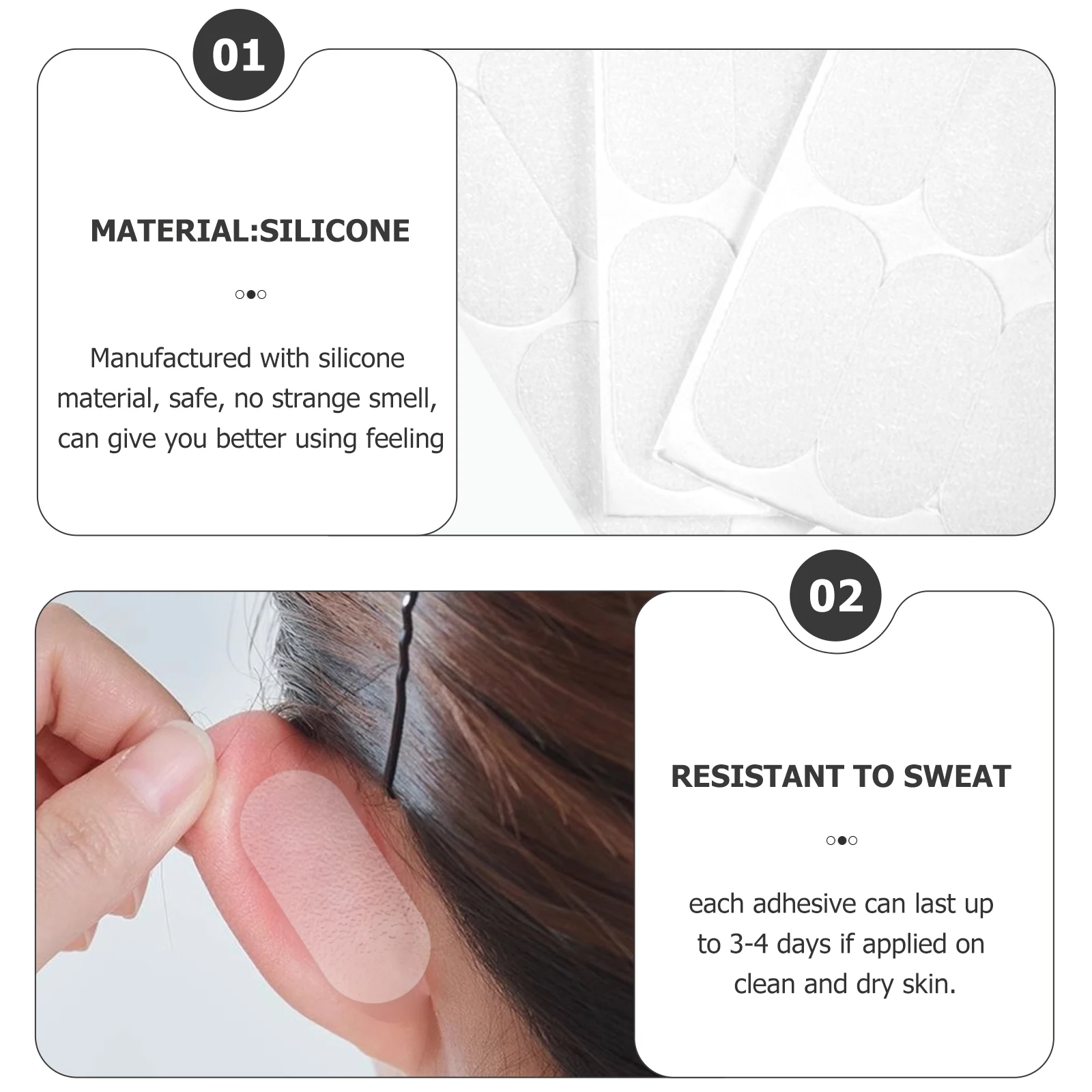 

60 Pcs Ear Stickers Correction Vertical Women Tape Elf Ears Drops Cosmetics Patch Resistant Long Lasting Adhesive