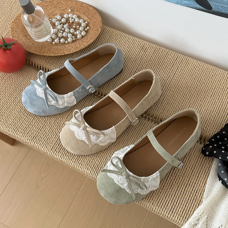 

French-style Vintage Lace Low-cut Single Shoes for Women, 2026 Spring and Summer New Fashion Flat Mary Jane Shoes