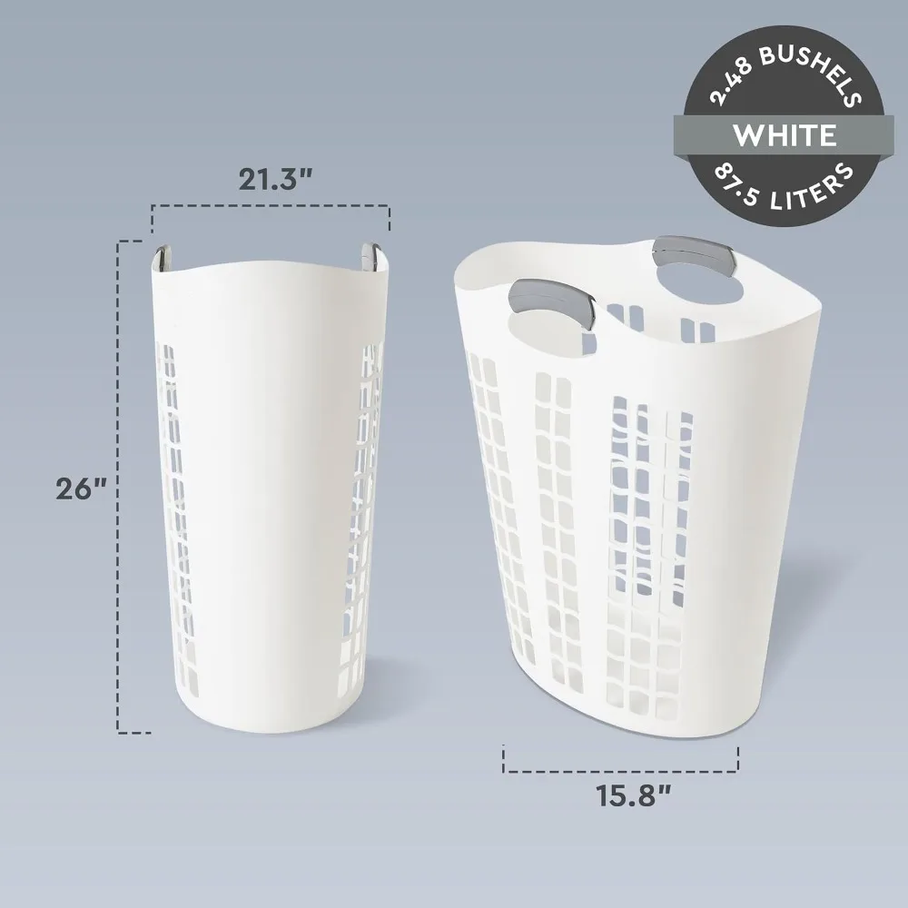 Easy Carry Flex Laundry Hamper 4 Pack, Large 87.5L Collapsible Clothes Basket for Bedroom