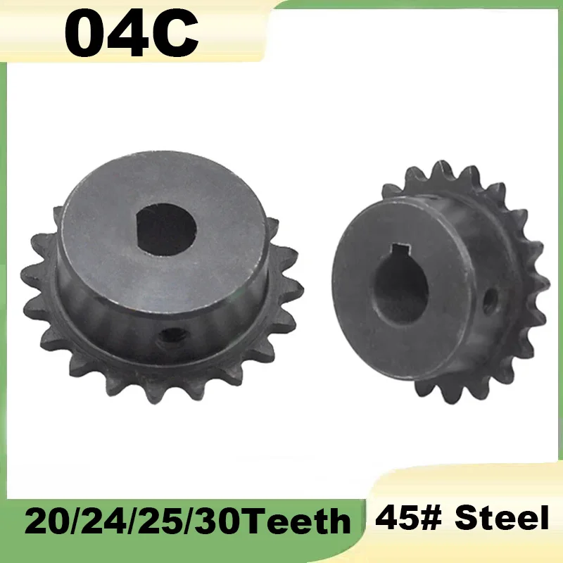 1Pcs 04C Chain Gear 20/24/25/30Teeth 45# Steel Industrial Drive Sprocket Wheel Pitch 6.35mm Bore 10/12/14/15/16/17/18/19/20mm