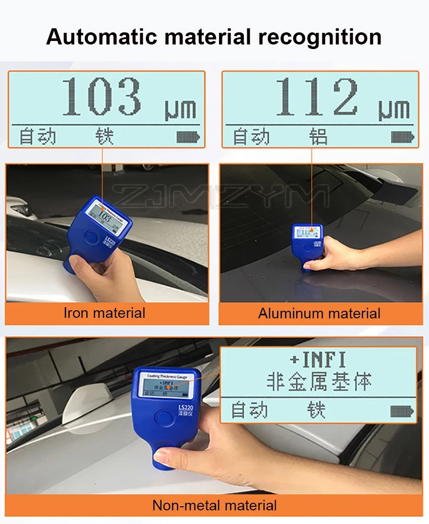 Tester grubości powłoki lakierniczej 0-2000μm 0.1μm Fe NFe sonda wskaźnik LS220 do folii samochodowej -20 ℃ Ekran LCD