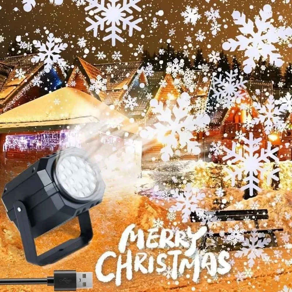16 Patterns Christmas Projection Light Rotatable 5V USB Powered Snowflake Projector Light Santa Claus Pattern