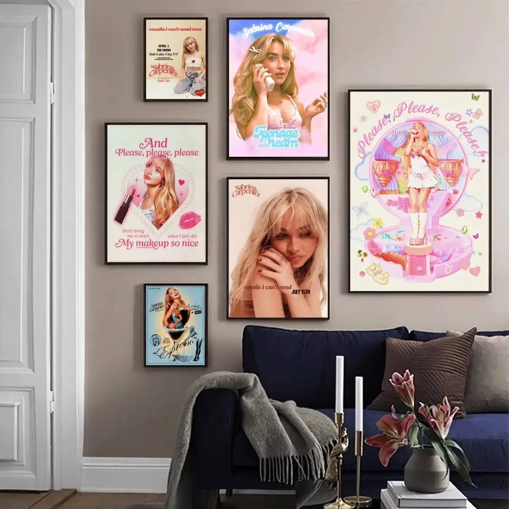 

Singer S-Sabrina C-Carpenter Self-adhesive Art Poster Decoracion Painting Wall Art White Kraft Paper Home Decor