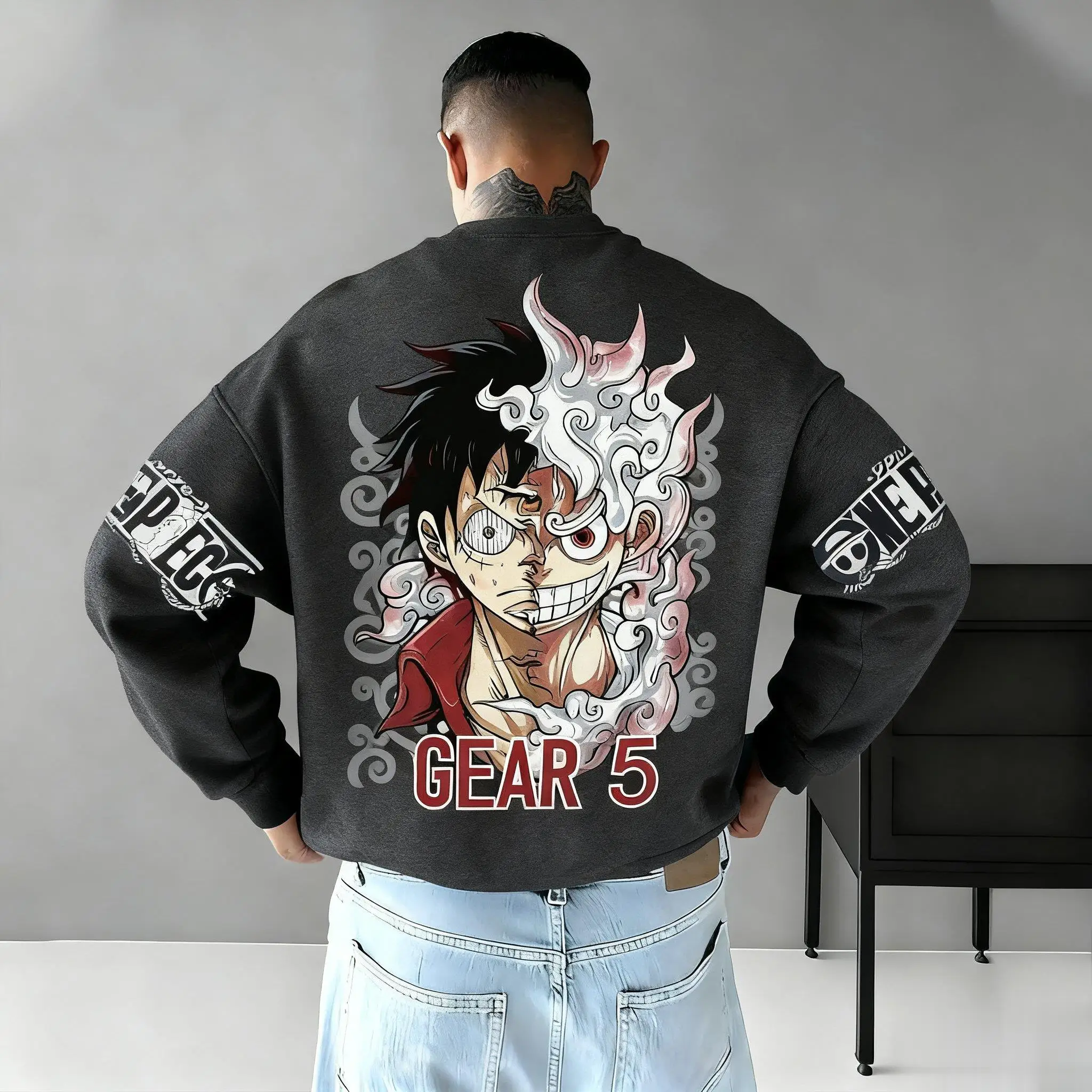 Унисекс цельная толстовка с капюшоном в стиле аниме Gear 5, мужской и женский пуловер, уличная одежда, повседневный свитер с длинными рукавами и графическим принтом, осень