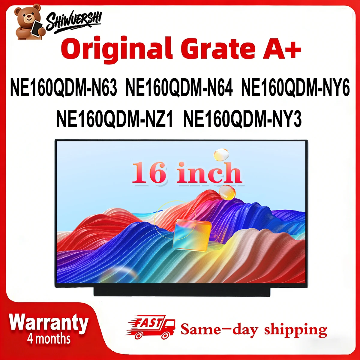 

Новый оригинальный тонкий ЖК-монитор для ноутбука A+ 16 дюймов, панель NE160QDM N63 NE160QDM N64 NE160QDM NY6 NE160QDM NZ1 NE160QDM NY3