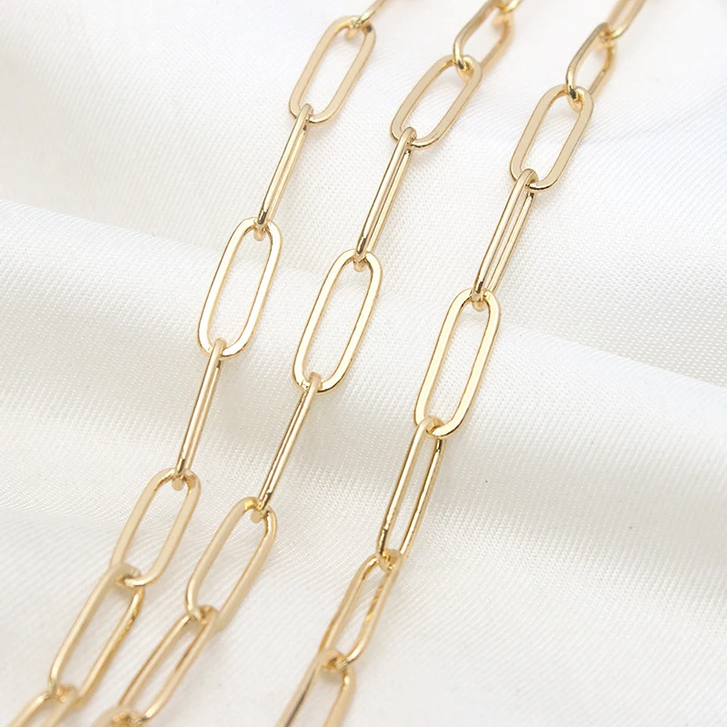 

1Meter Brass Large Paperclip Chain Gold Plated Flat Rectangle Cable Chain For Diy Minimalist Jewelry Bracelet Necklace Making